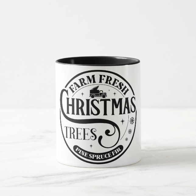 Taza Granja Árboles de Navidad frescos Pine Spruce Fir (Centro)