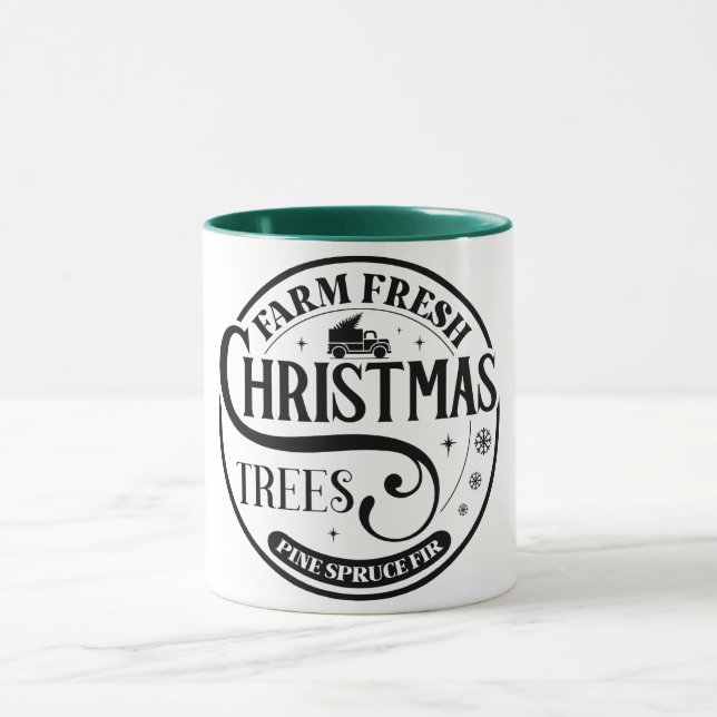 Taza Granja Árboles de Navidad frescos Pine Spruce Fir (Centro)