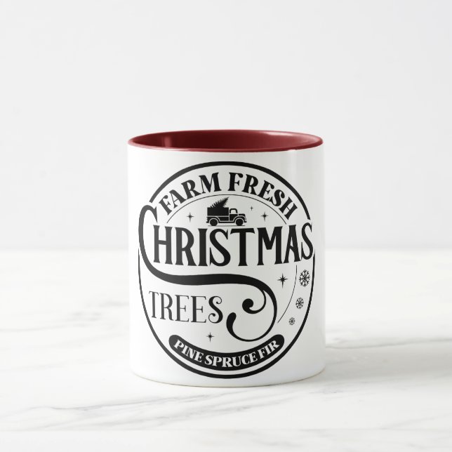 Taza Granja Árboles de Navidad frescos Pine Spruce Fir (Centro)
