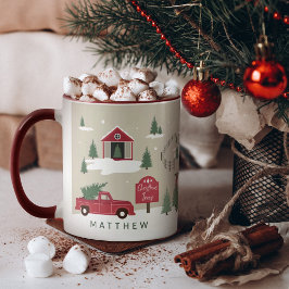 Taza Granja de árbol de navidad de época festiva person