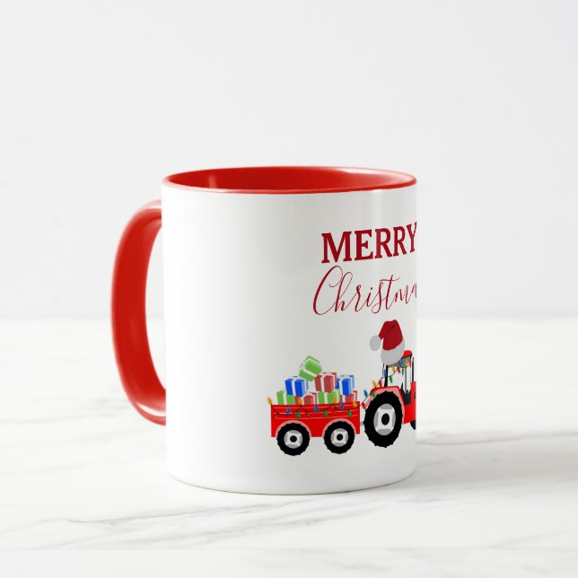 Taza Granja de camiones de Navidades rojos (Anverso izquierdo)