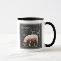 Granja de Chalkboard | Abajo en las ovejas de gran