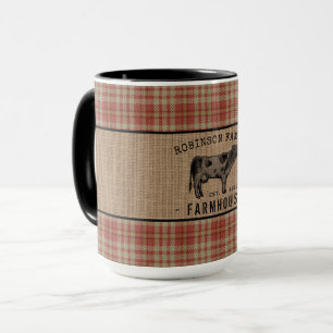 Taza Granja de familia Rushos Vaca Rojo Robo Grande