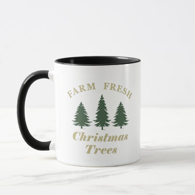 Taza Granja fresca y alegre navidad pinos (Izquierda)