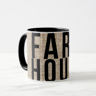 Taza Granja Letra Negra Saco de Arpillera Rústica