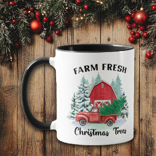 Taza Granja Nostalgia Árboles de Navidad frescos