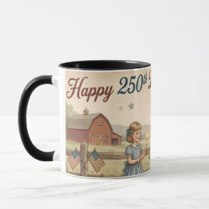 Taza Granja Patriótica, Vintage Feliz 250º EE. UU. 2026