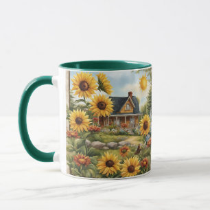 Taza Granja rural Dreamy Golden Sunflowers