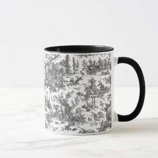 Taza Granja Rústica Vintage Toile Francés-Negro y Blanc