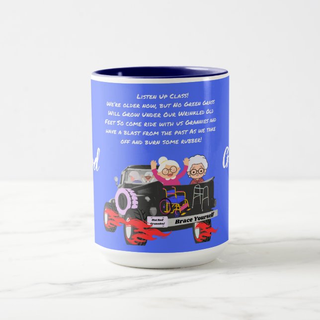 Taza Grannias De Rod Caliente Dos Tone Blue Coffee Mug (Centro)
