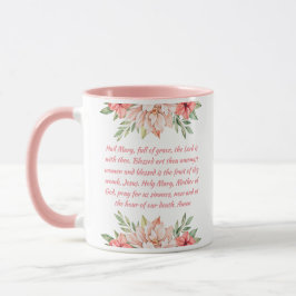 Taza Grano católico rosa Hail Mary Prayer Mug