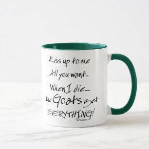 Taza Grasa divertida diciendo que las cabras lo reciben