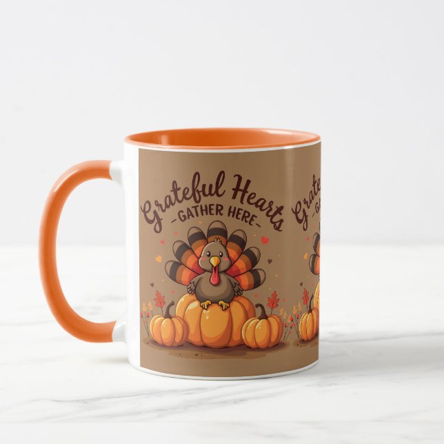 Taza Grateful Hearts Thanksgiving Turkey (Izquierda)