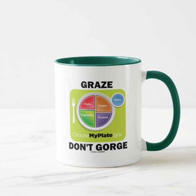 Taza Graze Don't Gorge (actitud de MyPlate Food Group) (Derecha)