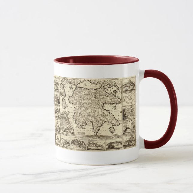 Taza Grecia 1688/mapa peloponense griego (Derecha)