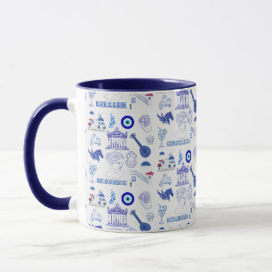 Taza Grecia Azul y Blanco