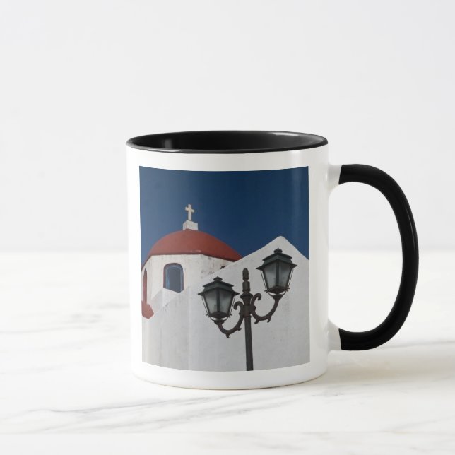 Taza Grecia, Mykonos, capilla con cúpula roja y (Derecha)