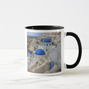 Taza Grecia, Santorini. Campanario y cúpulas azules de