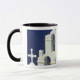 Taza Grecia, Santorini. Vista de una iglesia griega y
