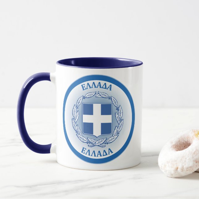 Taza Greece Coat of Arms Circle Shape  (Con donut)
