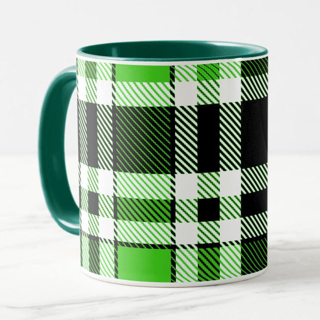 Taza Green Black White Flannel Tartan Pattern Design  (Subido por el creador)