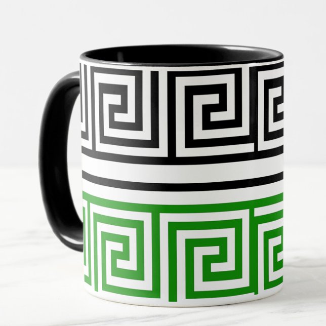 Taza Green Black White Greek Key Fret Pattern Design  (Subido por el creador)