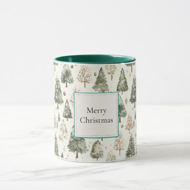Taza Green Cream Christmas Trees (Centro)