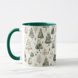 Taza Green Cream Christmas Trees