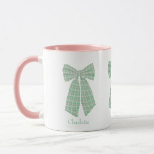 Taza Green Gingham Romantic Coquette Bow