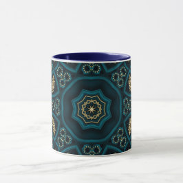 Taza Green Gold Boho Rosette Mandala
