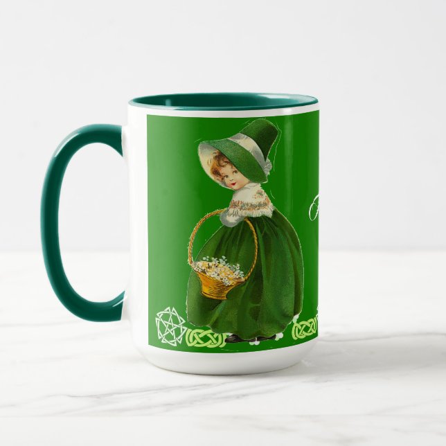 Taza Green Happy St Patrics Day Little Girl Celtic Hem (Izquierda)