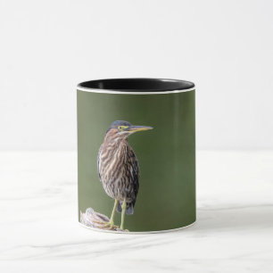 Taza Green Heron en un blog