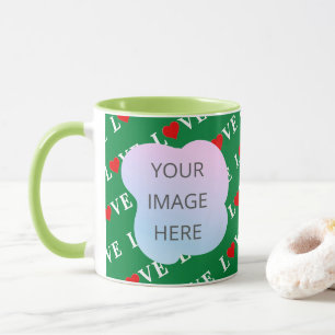 Taza Green LOVE Heart Retro Elegant