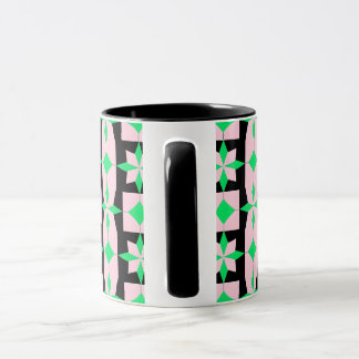 Taza Green, pink and Black Geometric Design 