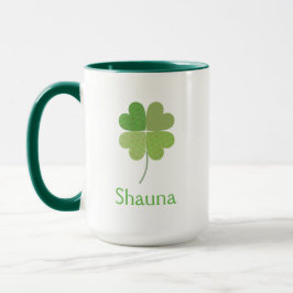 Taza Green Shamrock Irish Personalized Bebe Mug