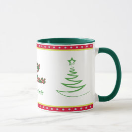 Taza Green Tree Merry Christmas Family