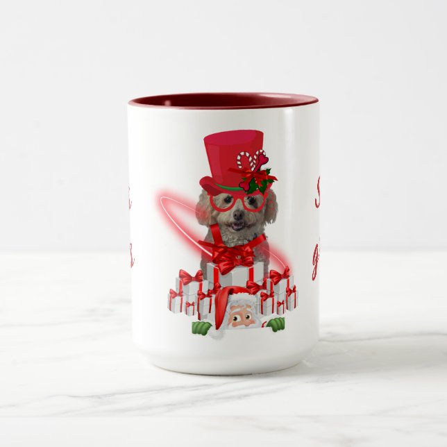 Taza Greetings Seasons Poodle Red & White Coffee Mug (Centro)