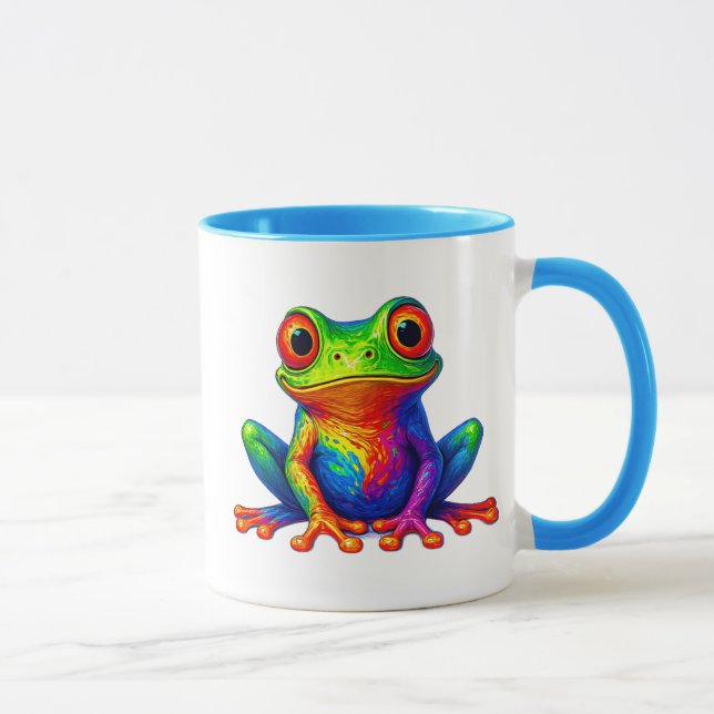 Taza Grenouille cartoon assise aux couleurs vives. (Derecha)