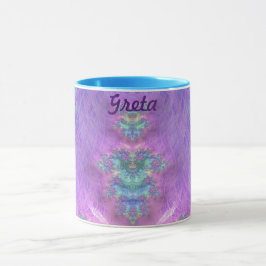 Taza GRETA ~ GLOSSY 3D Glososo Verde Azul púrpura ~ Mug