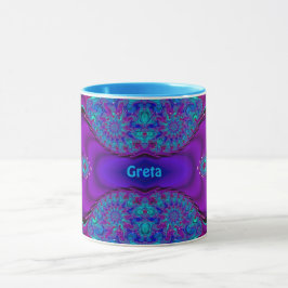 Taza GRETA ~ Zany 3D ~ Azul, verde y púrpura