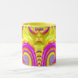 Taza GRETA ~ Zany 3D ~ Morado amarillo azul rosado