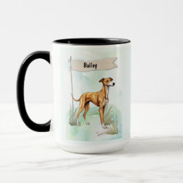 Taza Greyhound Watercolor Personalized Dog