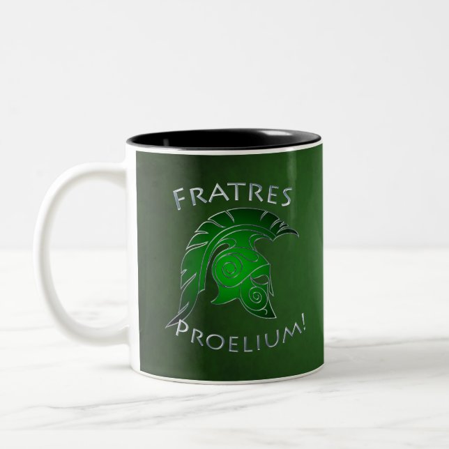 Taza griega Trojan espartano del verde del (Izquierda)