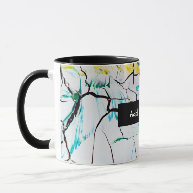 Taza Grietas abstractas en azul amarillo verde (Izquierda)