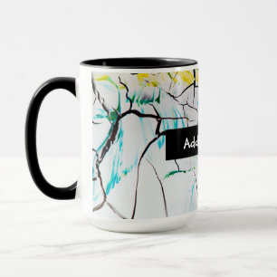 Taza Grietas abstractas en azul amarillo verde