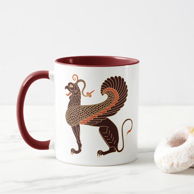 Taza Griffin mitológico griego antiguo (Con donut)