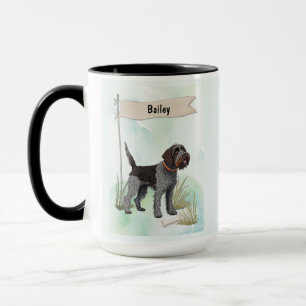 Taza Grifón de Punta de Pelo Rizado Aquarela Personaliz