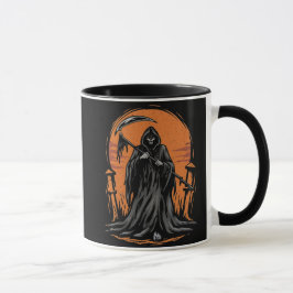 Taza Grim Reaper Cartoon in Sunset Graveyard