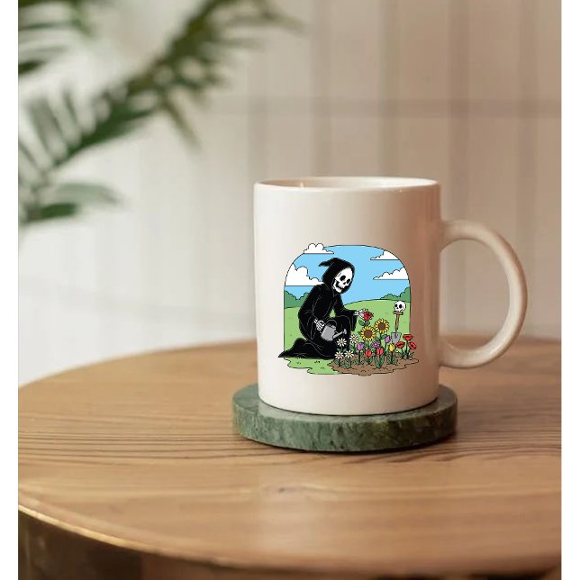 Taza Grim Reaper watering flowers (Subido por el creador)