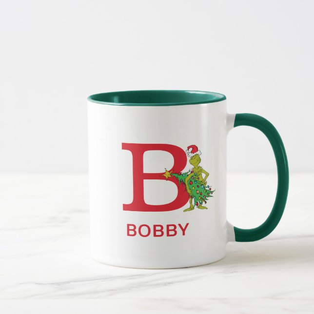 Taza Grinch clásico | Nombre travieso y Monograma B (Derecha)